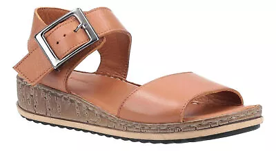 Hush Puppies Ellie Womens Tan Slingback Wedge Heeled Buckle Sandals • £43.99