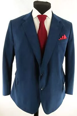 Men's Blue Bespoke Super Suede Tailored Sport Coat Blazer Jacket Size 50L • $160