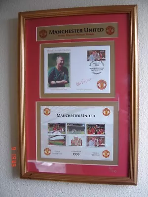 Framed Manchester United 1999 Treble Winners Stamps  Alex Ferguson  Ltd Edition • £40