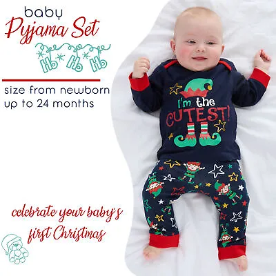 Baby First Christmas PJs Xmas Pyjama Set 100% Cotton Newborn Toddler 0-24 Months • £7.99