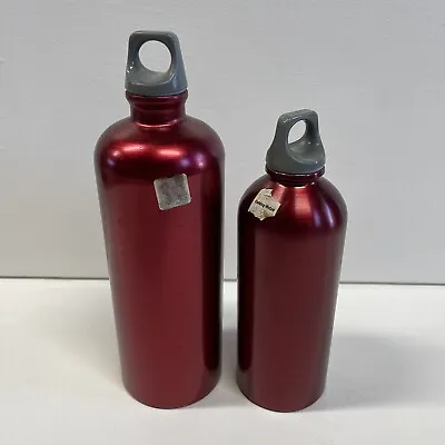 2 NOS SIGG Bottle Camping Backpacking Stove Fuel RED METAL Vintage • $79.99