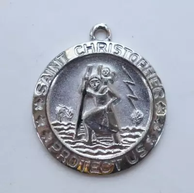 Vintage Saint Christopher Protect Us Charm Pendant Medalion Medal St. • $13.99