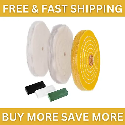 Buffing Wheel And Polishing Compound Kit Complete For Bench Grinder 6 Inch 3-PCS • $20.66