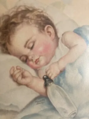 Antique Morris Bendien Litho 27305 “Sweet Dreams” Charlotte Becker Baby Framed • $45