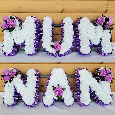 MUM NAN Funeral Flowers Artificial Tribute Package Wreath Silk Memorial Letters • £99.75