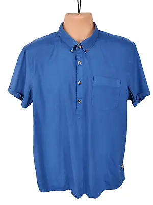 Mens Barbour Steve Mcqueen Size Large L Blue Short Sleeve Casual Popover Shirt • $25.25