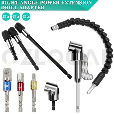 3/6/9Pcs Right Angle Extension Drill Adapter Attachment Impact Driver Hex Bit AU • $6.99