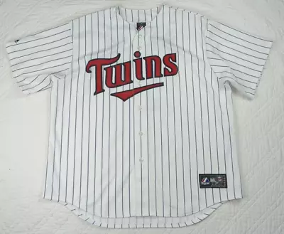 Majestic Minnesota Twins Mauer White And Blue Striped Baseball Jersey Size XXL • $89