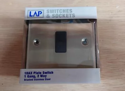 LAP Stainless Steel 1 Gang 2 Way Single Light Switch.  • £5