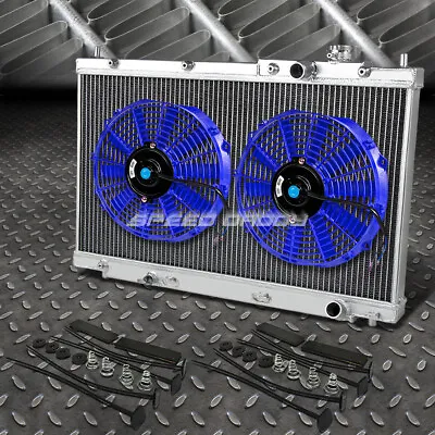 2-row Aluminum Radiator+2x 9  Fan Blue For 01-05 Civic Ex/lx/dx Em2 Es1 Es En2 • $115.88