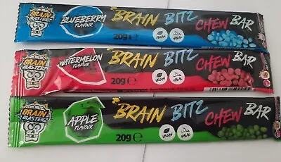 Halloween Sweets Brain Bitz Chew Bars X 3 Apple Blueberry Watermelon Sweet Chewy • £1.97