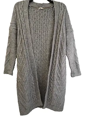 Falmer Heritage-Womans-Grey Knitted Look Open Cardigan-Size M-Matalan-(EBSK1851) • £7.95