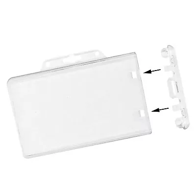 Clear Horizontal Permanent Locking ID Card Badge Holder - HD Hard Rigid Plastic • $6.59