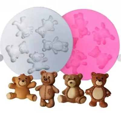 £2.89 • Buy Silicone Mold Chocolate 5-connect Bear Fondant Cake Candy Soap Moulds For Decor
