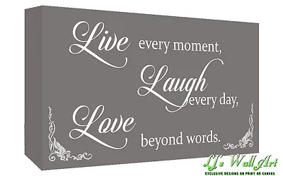 £18.49 • Buy Grey Live Laugh Love Quote Canvas Wall Art  Picture Print - A1, A2 + Sizes