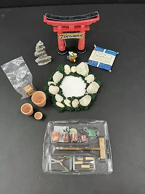 Miniature Zen Fairy Garden Set Flower Pots Pond Prayer Flags Garden Tools • $35