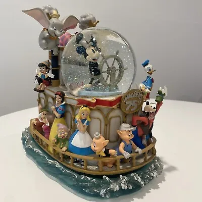 Disney Mickey's 75th Anniversary Steamboat Ride Musical Lighted Snowglobe • $98