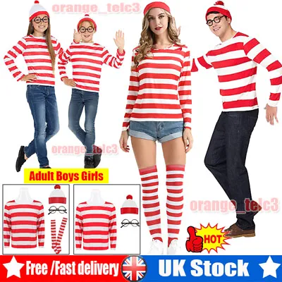 Adult Boys Girls Wheres Wally World Book Day Week Fancy Dress Costume NEW • £16.80