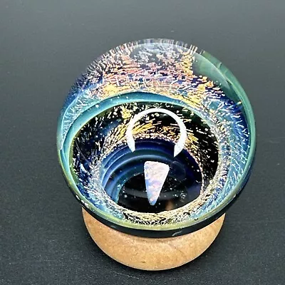 Contemporary Art Glass Vortex Marble 1.67  Dichroic Fume & Opal Handmade MIB • $149.99