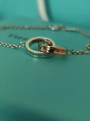 £274.99 • Buy Tiffany & Co. 1837 Interlocking Circles Sterling Silver And Rose Gold Bracelet 