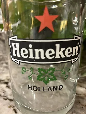 HEINEKEN HOLLAND BEER LARGE GLASS MUG CUP STEIN TALL DRINKING GLASS 1 LITER 8x4 • $15