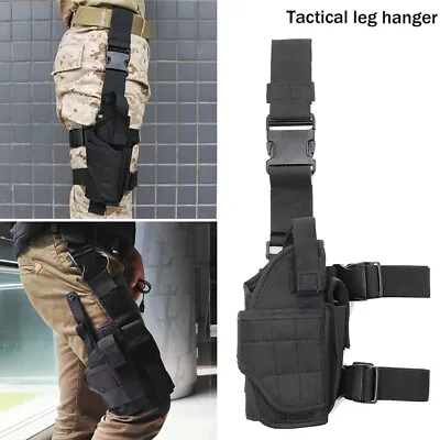 Mens Tactical Drop Leg Bag Military Thigh Fanny Belt Pouch Pistol Gun Pack Black • $13.99