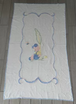 Vtg '50s Chenille Baby/Toddler Crib Bed Blanket Bedspread 64” X 40” Pig • $35.99