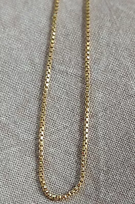 14kt 585 Yellow Gold BOX CHAIN NECKLACE 3.99 Gram 25  Vintage 1mm Hallmarked • $235