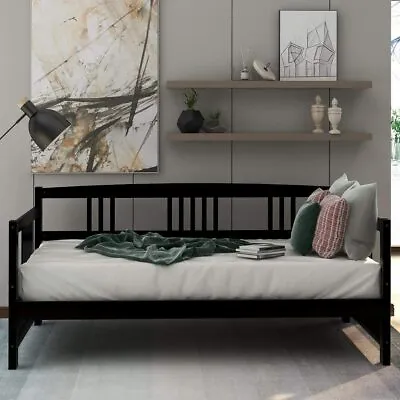 Twin/Full Size Daybed Sofa Bed Platform Bed Wood Bed Frame Guest Bed White/Brown • $349.99