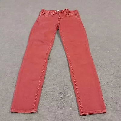 Vince Womens Size 24 Red Solid Stretch Denim Skinny Jeans • $18.88