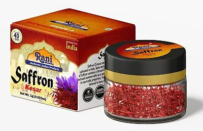 Rani Pure Saffron (Kesar) Grade A All Red Threads 1gm (0.035oz) PET Jar • £11.25