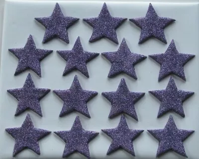 15 X EDIBLE PURPLE GLITTER STARS. CAKE DECORATIONS. MEDIUM 3cm. • £3.20