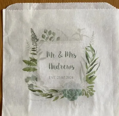 Personalised EucalyptusBotanical Theme Wedding Sweet Cake Baby Shower & Bags • £13.79