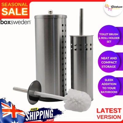 $23.88 • Buy Bathroom Toilet Roll Holder + Toilet Brush Rack Stand Spare Paper Storage Silver