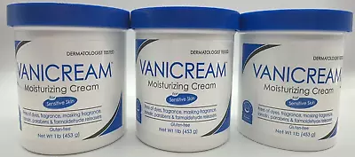 3PK Vanicream Moisturizing Cream For Sensitive Skin ~ 1 LB EACH ~  SEALED • $38.95
