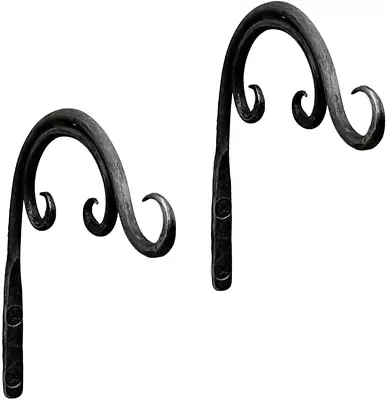 Hand Forged Metal Spiral Plant Hanger Bracket Set Of 2 Pcs Wrought Iron Handmade • $25.11