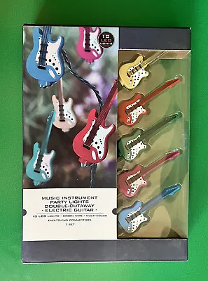 Music Instrument Party Lights Electric Guitar 10 LED Lights Multicolored NOS • $14.99