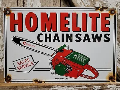 Homelite Vintage Porcelain Sign Old 1963 Dealer Chain Saw Gas Power Tools Sales • $189.09