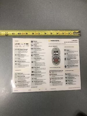 Minn Kota I-pilot Quick Reference Guide Laminated For Trolling Motor • $9.99