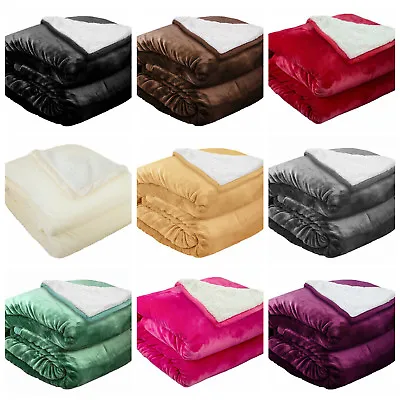 MarCielo Sherpa Throw Blanket Microfiber Velvet Soft Borrego Reversible All Size • $29.99