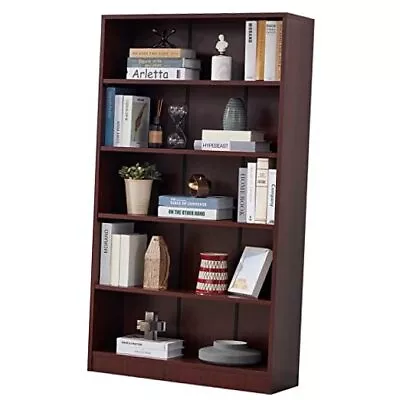  Bookshelf For Bedroom 5 Shelf Office Bookcase 60 Inches Tall 5 Shelf Mahogany • $216.70