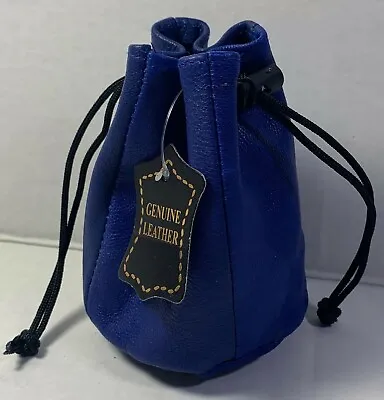 NEW Quality Soft Leather Drawstring Wrist Pouch With Spring Locks Coin Purse • $7.99