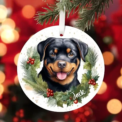 Personalised Pet Dog Christmas Decoration - Rottweiler  Ornament Bauble • £7