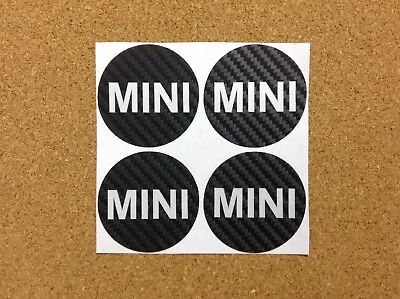 Mini Cooper 55mm Carbon Effect Alloy Wheels Center Cap Hub Reflective Stickers • £7