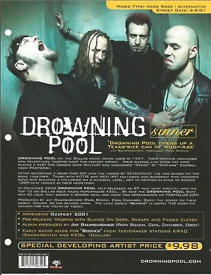 DROWNING POOL Rare VINTAGE 2001 PROMO TRADE AD Poster For Sinner CD MINT 8.5x11 • $24.99