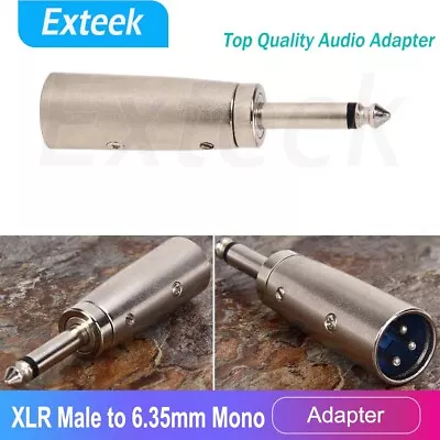 3 Pin XLR Male To Mono 6.35mm 1/4” Inch Male Microphone Audio Adapter Connector • $5.96