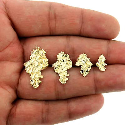 Men's Women's Kid's 10K Solid Yellow Gold Diamond Cut Nugget Stud Earrings • £192.83