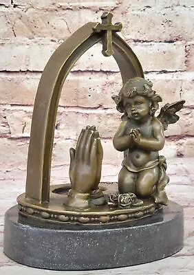 Genuine 100% Bronze Putti Praying: A. Moreau Handmade Fine Art Sculpture Sale • $209