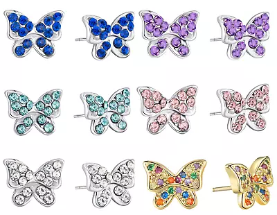 Buyless Fashion Girl Butterfly Earring 6 Pack Stainless Steel Sparkling Zirconia • $14.99