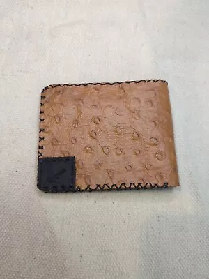 Wallet Men Genuine Cow Hide Ostrich Print Tan Classic Bifold Handmade • $21